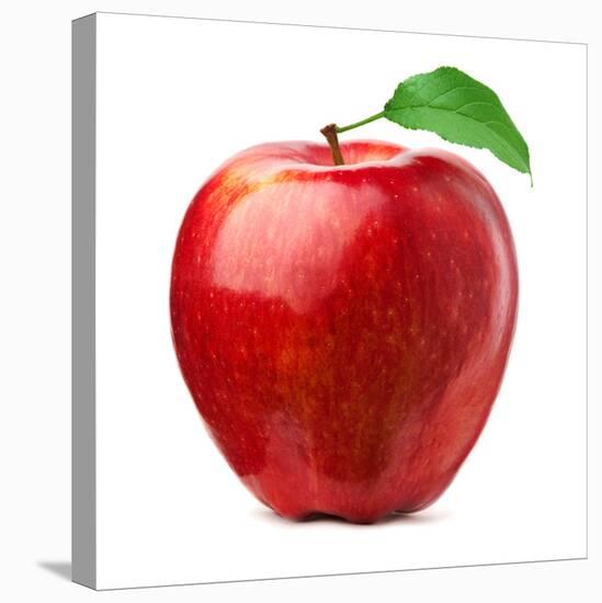Red Apple on White Background-Alex Staroseltsev-Stretched Canvas