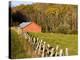Red Barn and Fence along the Blue Ridge Parkway, Blowing Rock, North Carolina, USA-Chuck Haney-Premier Image Canvas