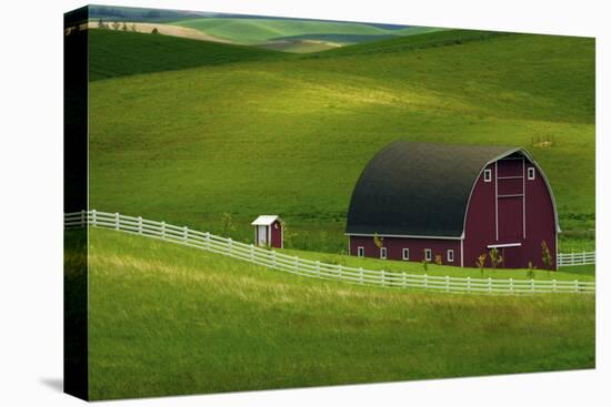 Red Barn and Manicured Fields in Moscow, Latah County, Idaho, USA-Michel Hersen-Premier Image Canvas