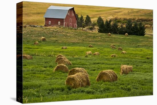 Red Barn, Hay Bales, Albion, Palouse Area, Washington, USA-Michel Hersen-Premier Image Canvas