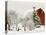Red Barn in Fresh Snow, Whidbey Island, Washington, USA-Trish Drury-Premier Image Canvas