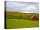 Red Barn in Green Field in Autumn-Lew Robertson-Premier Image Canvas