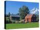 Red Barn in the Hood Valley, Mt Hood, Oregon, USA-Chuck Haney-Premier Image Canvas