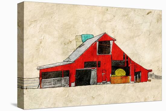 Red Barn-Ynon Mabat-Stretched Canvas