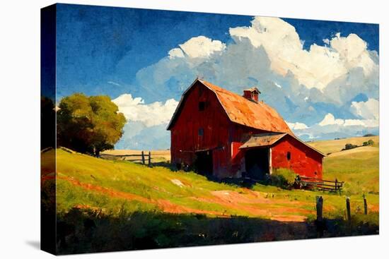 Red Barn-Avril Anouilh-Stretched Canvas