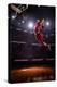 Red Basketball Player in Action in Gym-Eugene Onischenko-Premier Image Canvas