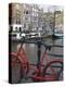 Red Bicycle by the Herengracht Canal, Amsterdam, Netherlands, Europe-Amanda Hall-Premier Image Canvas