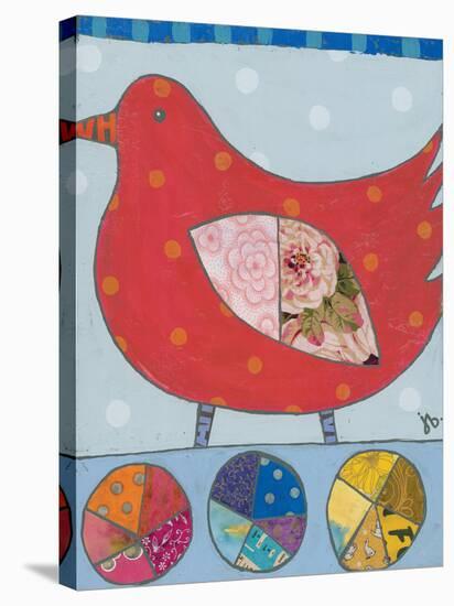 Red Bird-Julie Beyer-Stretched Canvas