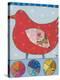 Red Bird-Julie Beyer-Stretched Canvas