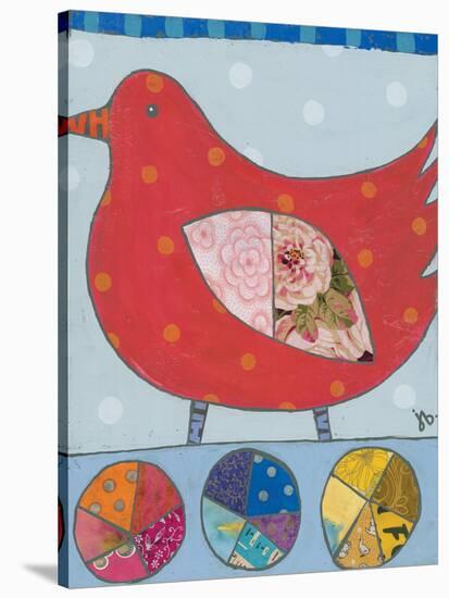 Red Bird-Julie Beyer-Stretched Canvas