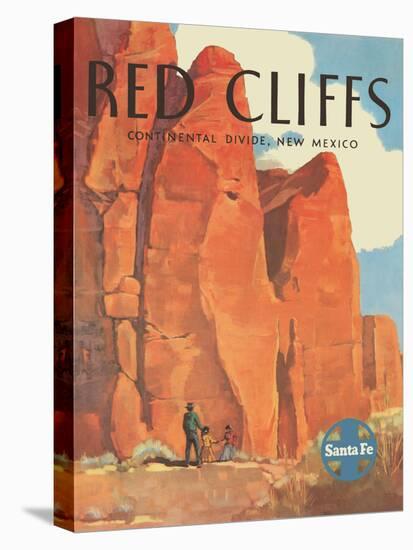 Red Cliffs Navajo Land, New Mexico - Vintage Santa Fe Railroad Travel Poster, 1950s-Willard Elms-Stretched Canvas
