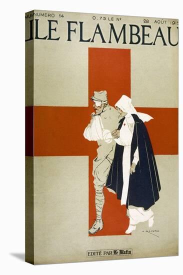 Red Cross Nurse Assists a Bandaged Soldier-Armand Rapeno-Premier Image Canvas