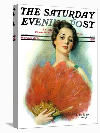 "Red Feathered Fan," Saturday Evening Post Cover, February 28, 1931-William Haskell Coffin-Premier Image Canvas