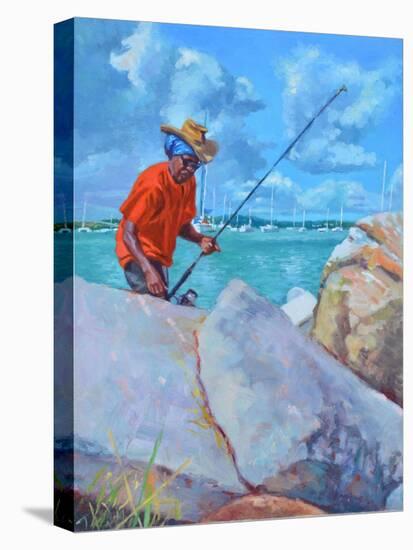 Red Fisherman  2019  (oil on board)-Colin Bootman-Premier Image Canvas