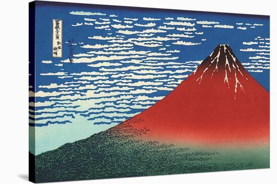 Red Fuji-Katsushika Hokusai-Stretched Canvas