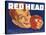 Red Head Apple Label - Wenatchee, WA-Lantern Press-Stretched Canvas