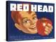 Red Head Apple Label - Wenatchee, WA-Lantern Press-Stretched Canvas