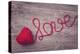 Red Heart of Red Wool Yarn on a Wooden Background-egal-Premier Image Canvas