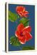 Red Hibiscus-Lantern Press-Stretched Canvas