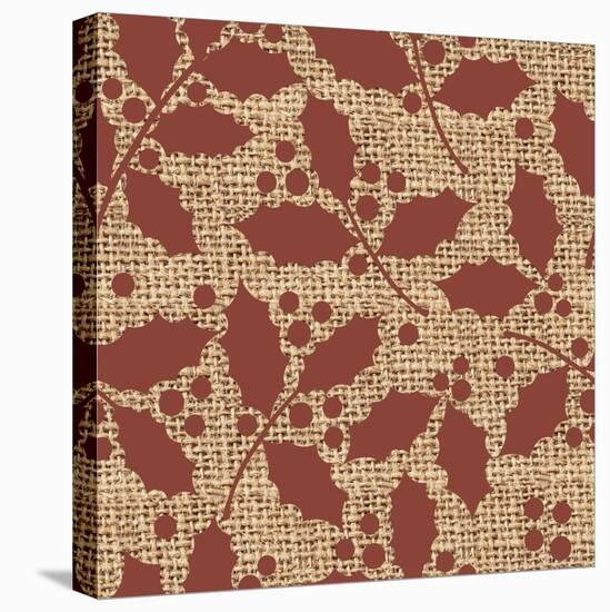 Red Holly Branches Burlap-Joanne Paynter Design-Premier Image Canvas