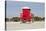 Red Lifeguard Tower sandyBeach-null-Stretched Canvas