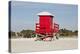 Red Lifeguard Tower sandyBeach-null-Stretched Canvas