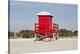 Red Lifeguard Tower sandyBeach-null-Stretched Canvas