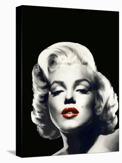 Red Lips Marilyn In Black-null-Stretched Canvas