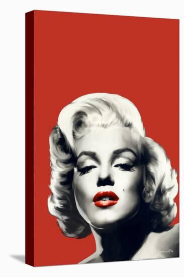 Red Lips Marilyn in Red-Chris Consani-Stretched Canvas