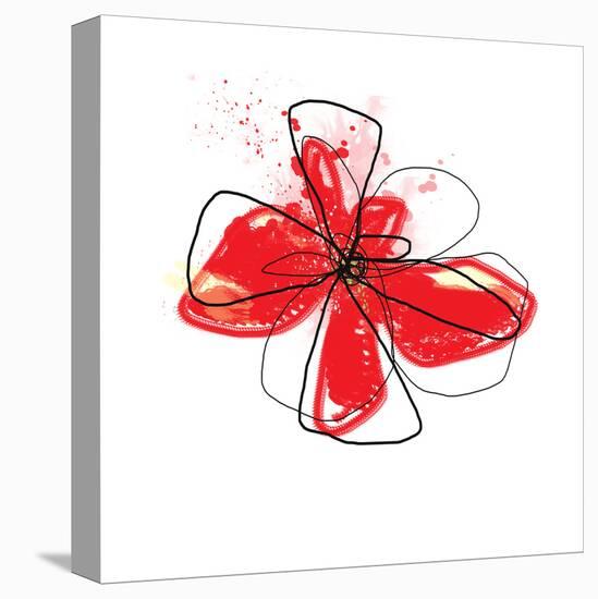 Red Liquid Floral Three-Jan Weiss-Stretched Canvas