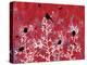 Red Painted Texture background with White Floral and Black Birds and Butterflies-Bee Sturgis-Stretched Canvas