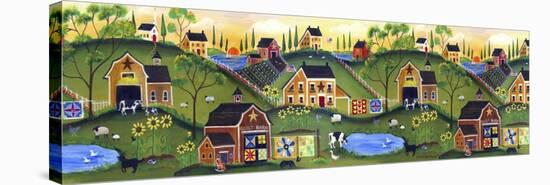 Red Quilters Barn Country Folk Art Farm-Cheryl Bartley-Premier Image Canvas