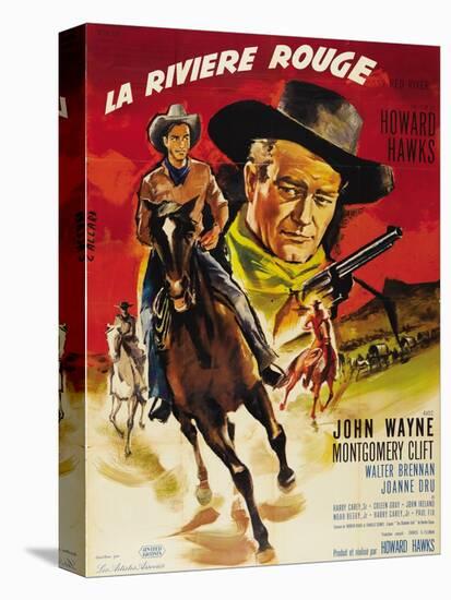Red River, French Movie Poster, 1948-null-Stretched Canvas