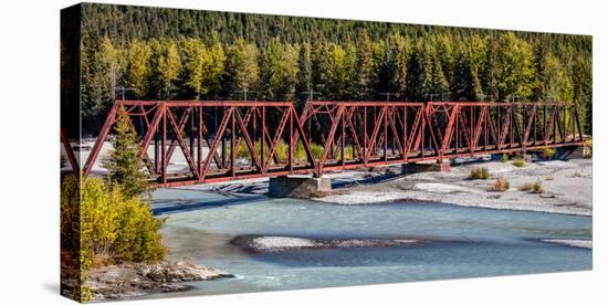 Red Rod Iron Railroad Bridge traverses Alaskan river, Alaska-null-Premier Image Canvas