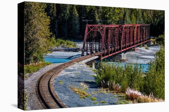 Red Rod Iron Railroad Bridge traverses Alaskan river, Alaska-null-Premier Image Canvas