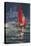 Red sail boat Salcombe - gouache - 2008-Jennifer Wright-Premier Image Canvas