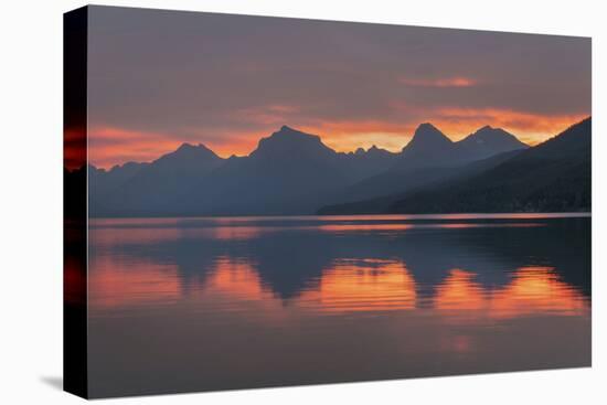 Red sky at dawn, Lake McDonald, Glacier National Park, Montana.-Alan Majchrowicz-Premier Image Canvas