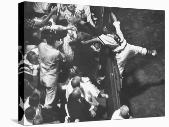 Red Sox Player Sammy White Reaching into Grandstands for Foul Ball Against Chicago White Sox-Francis Miller-Premier Image Canvas