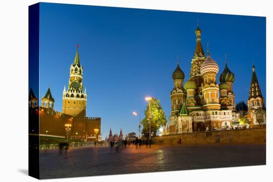 Red Square, St. Basil's Cathedral and the Savior's Tower of the Kremlin lit up at night, UNESCO Wor-Miles Ertman-Premier Image Canvas