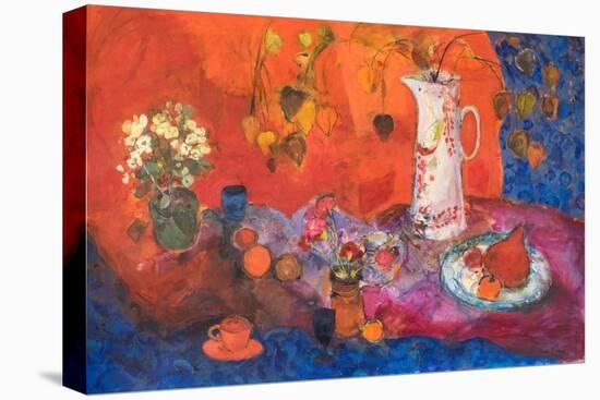 Red Still Life with White Jug and Fruit.-Ann Oram-Premier Image Canvas
