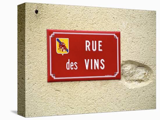 Red Street Sign, Rue Des Vins, Languedoc, Languedoc-Roussillon, France-Per Karlsson-Premier Image Canvas