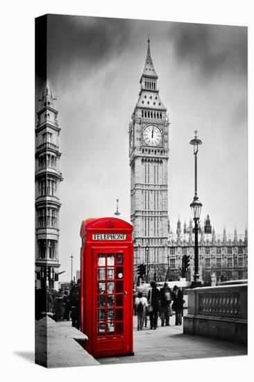 Red Telephone Booth and Big Ben in London, England, the Uk. People Walking in Rush. the Symbols of-Michal Bednarek-Premier Image Canvas
