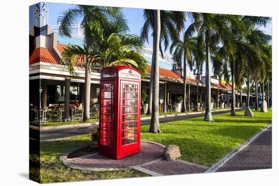 Red Telephone Box in Downtown Oranjestad, Capital of Aruba, ABC Islands, Netherlands Antilles-Michael Runkel-Premier Image Canvas