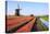 Red Tulip Fields and Blue Sky Frame the Windmill in Spring, Netherlands-Roberto Moiola-Premier Image Canvas