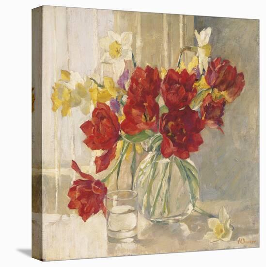 Red Tulips and Daffodils-Valeriy Chuikov-Stretched Canvas