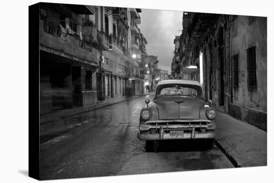 Red Vintage American Car Parked on a Floodlit Street in Havana Centro at Night-Lee Frost-Premier Image Canvas