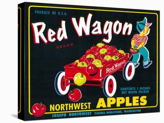 Red Wagon Apple Label - Yakima, WA-Lantern Press-Stretched Canvas