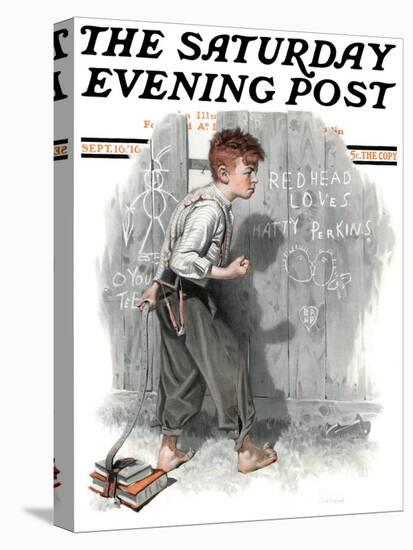 "Redhead Loves Hatti" Saturday Evening Post Cover, September 16,1916-Norman Rockwell-Premier Image Canvas
