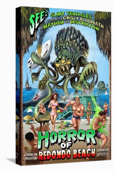 Redondo Beach, California - Alien Attack Horror-Lantern Press-Stretched Canvas