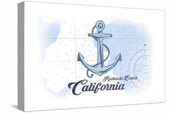 Redondo Beach, California - Anchor - Blue - Coastal Icon-Lantern Press-Stretched Canvas